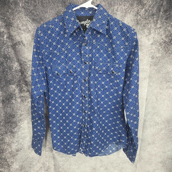 Wrangler Other - Wrangler 20X Western Shirt Mens Small Blue Pearl Snap Cowboy Rodeo Sawtooth